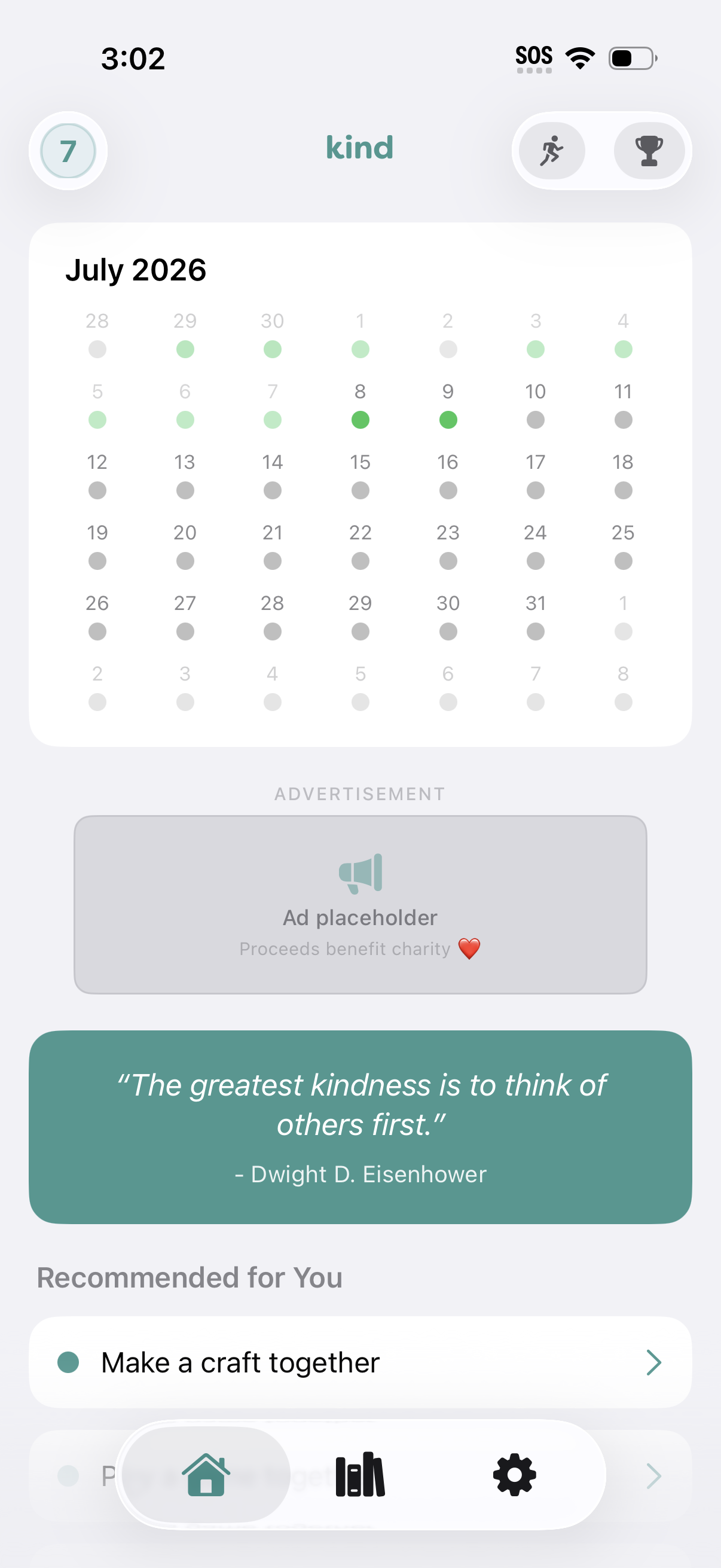 kind365 home screen on iOS